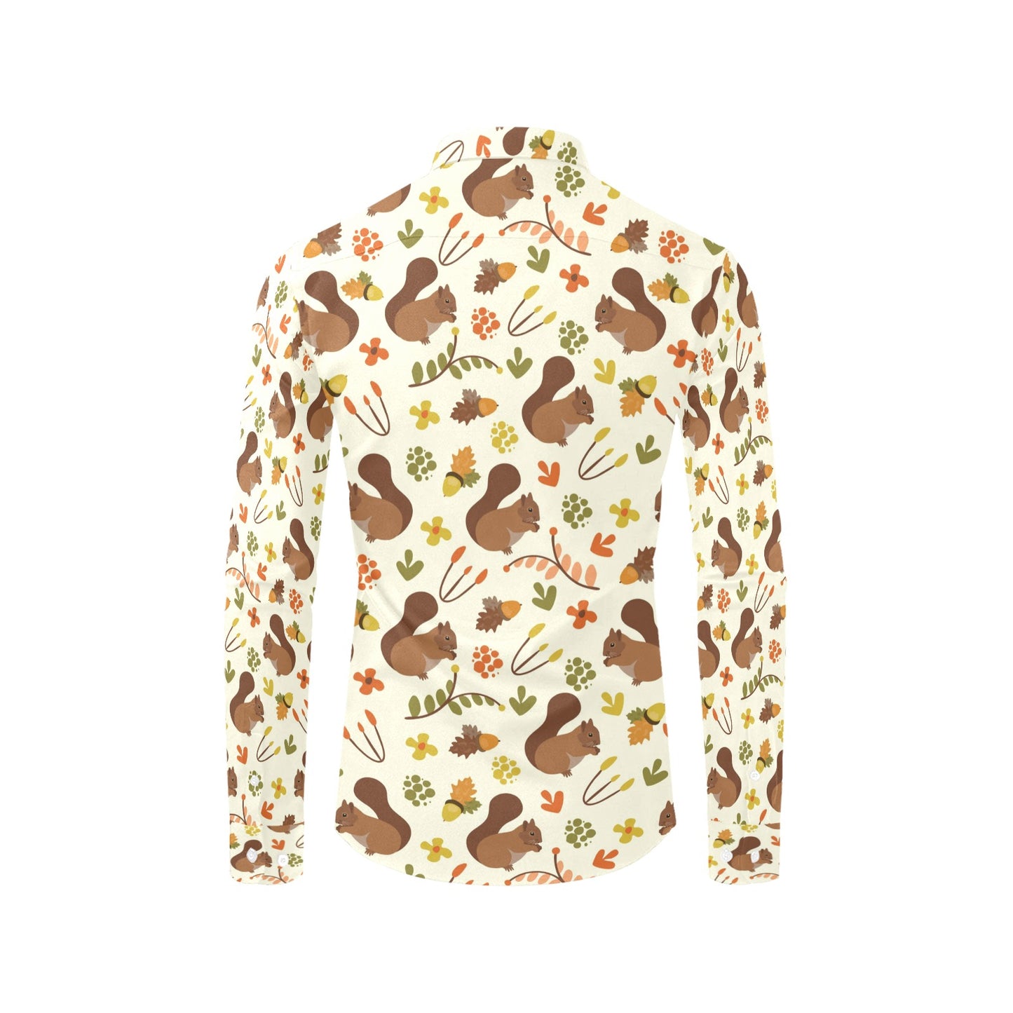 Squirrel Print Design LKS3010 Men's Long Sleeve Dress Shirt