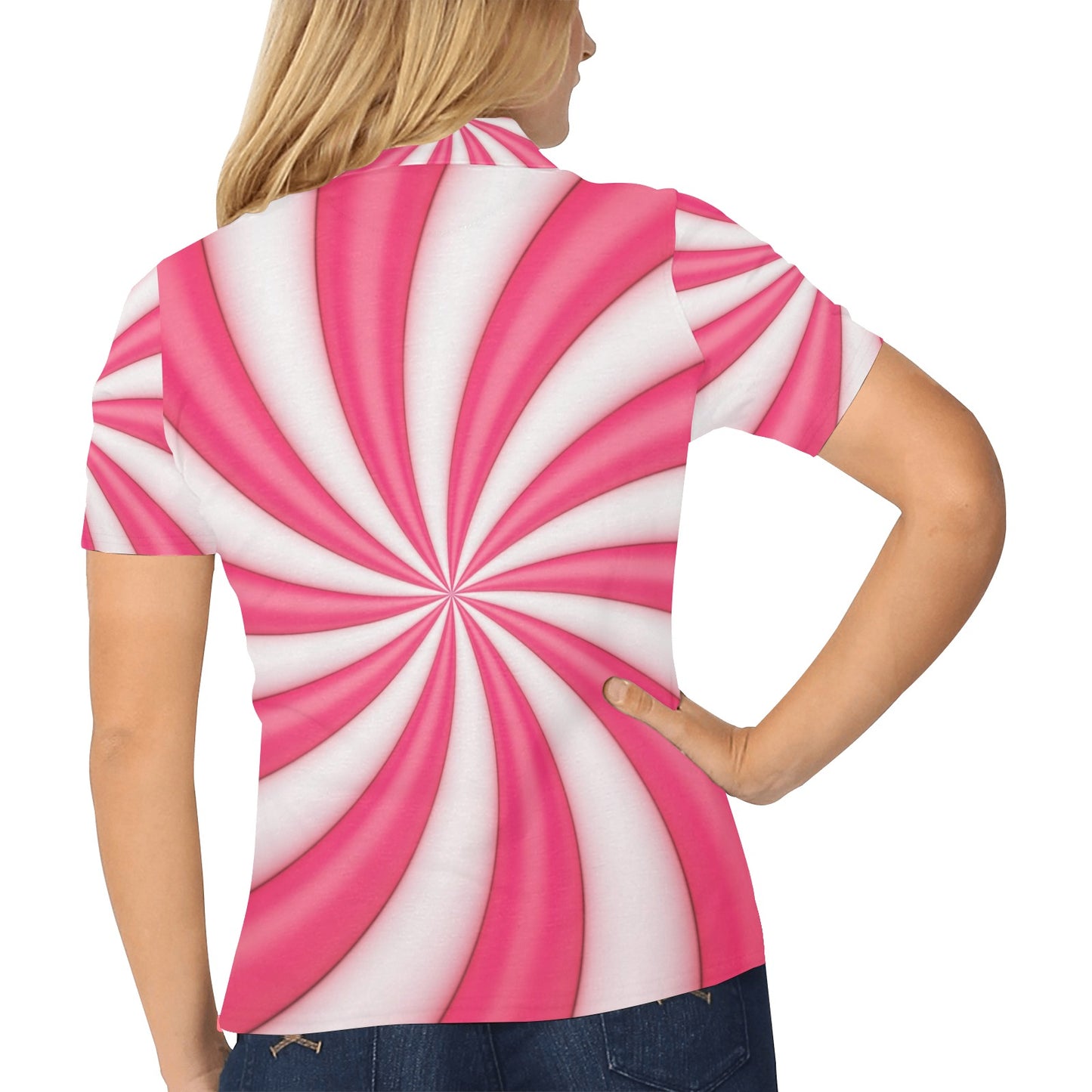 Vortex Twist Swirl Candy Print Women's Polo Shirt