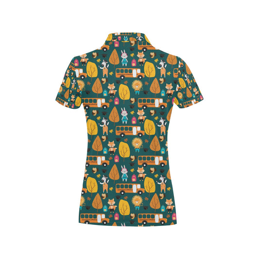 School Bus Print Design LKS309 Women's Polo Shirt