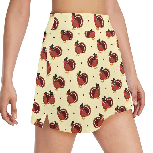 Thanksgiving Print Design LKS3010 17" Golf & Pickleball Skort with Pockets