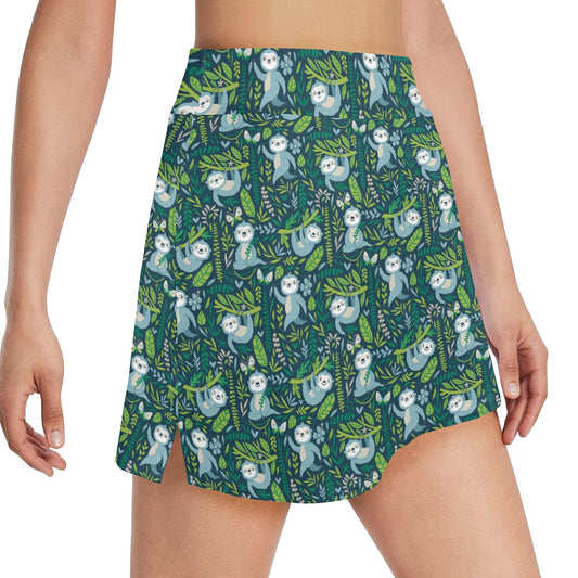 Sloth Print Design LKS304 17" Golf & Pickleball Skort with Pockets