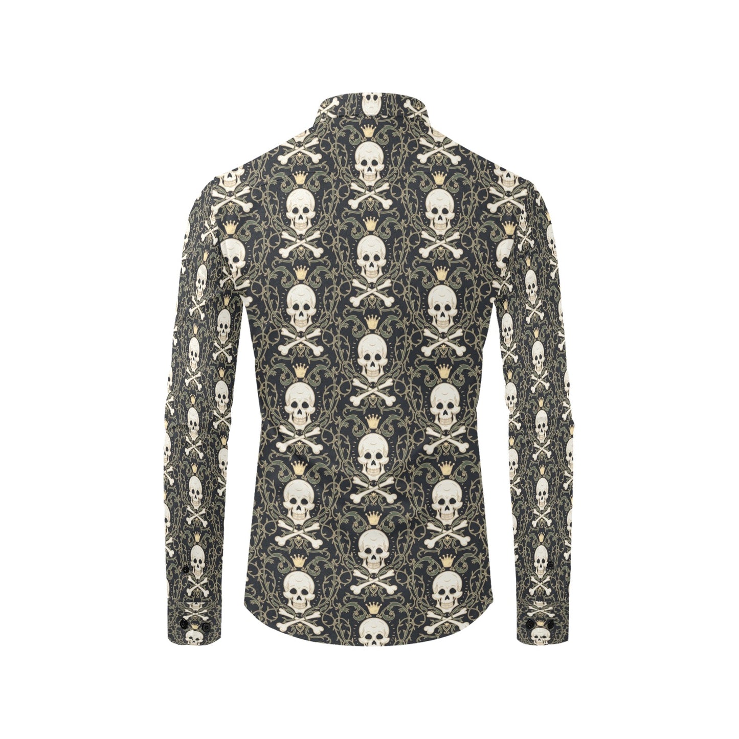 Skull King Print Design LKS307 Men's Long Sleeve Dress Shirt