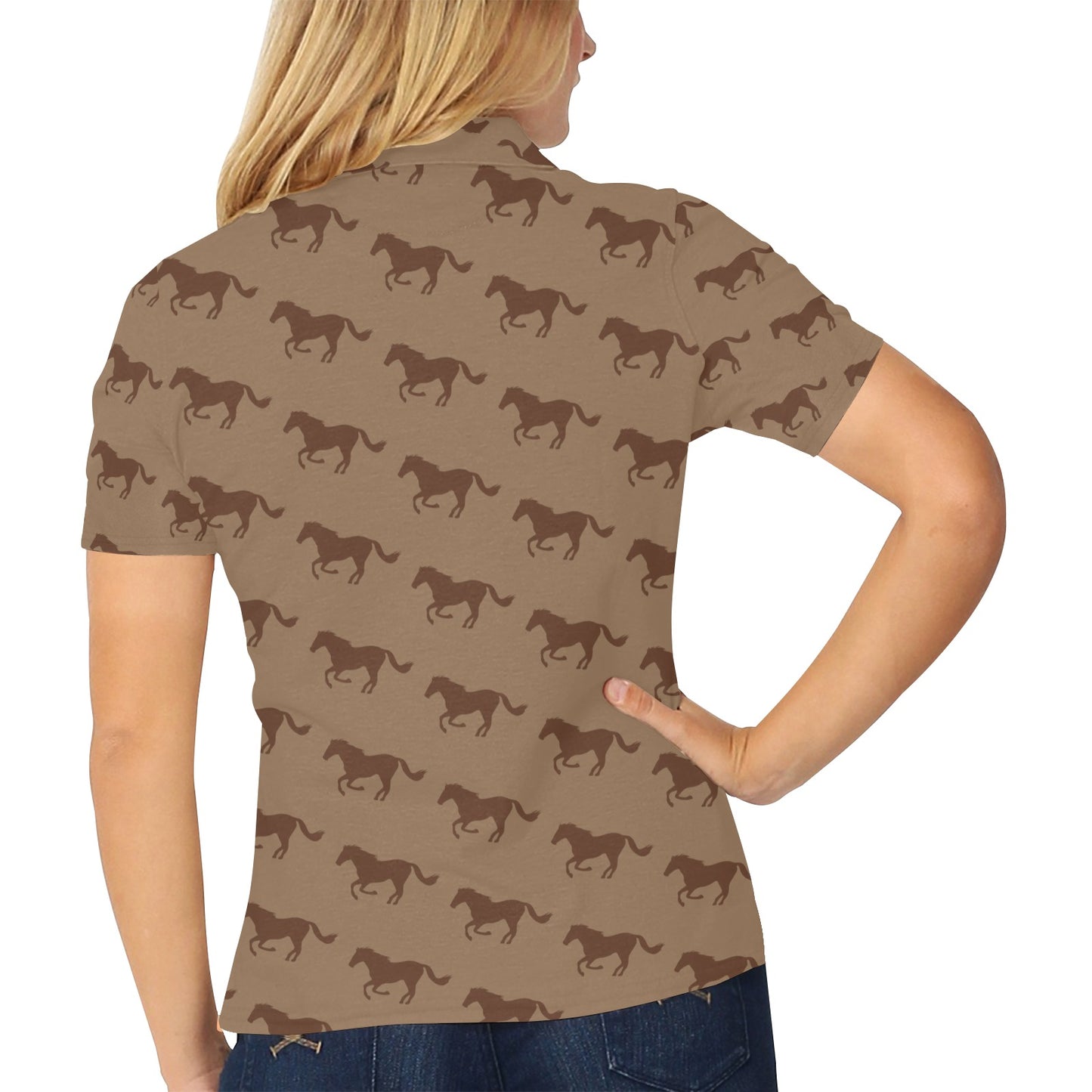 Horse Brown Print Design LKS307 Women's Polo Shirt