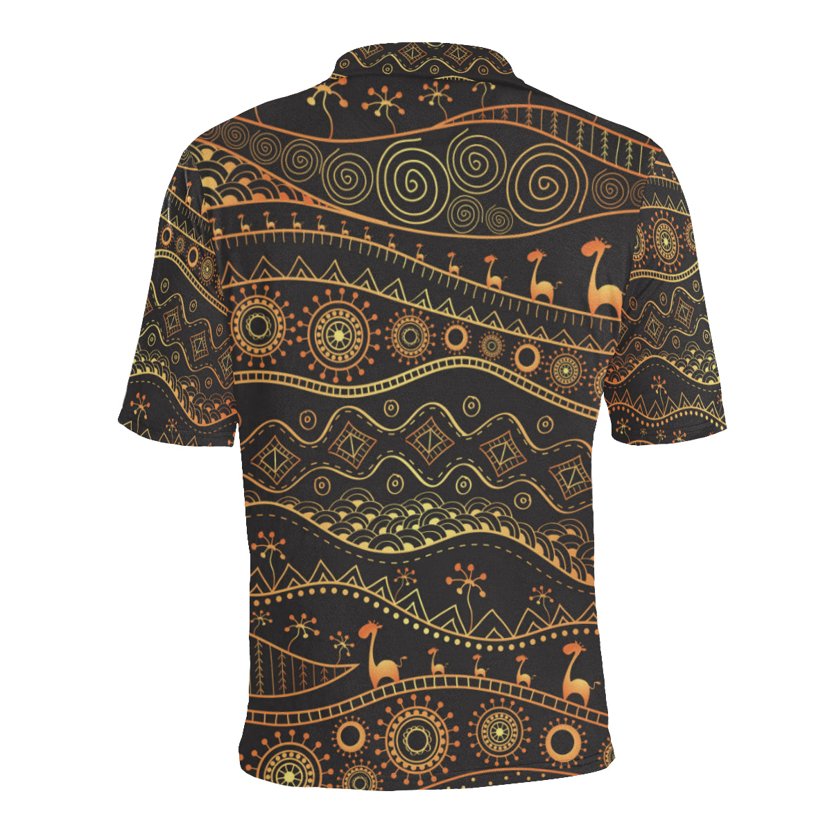 Gold African Design Men Polo Shirt