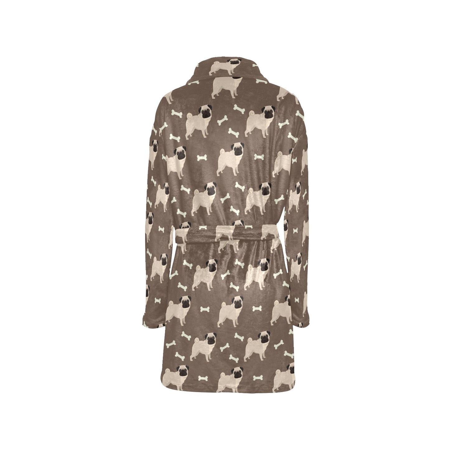 Pug Pattern Print Design A02 Women's Fleece Robe