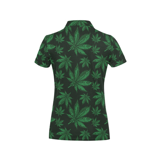 Pot Leaf Pattern Print Design A04 Women's Polo Shirt