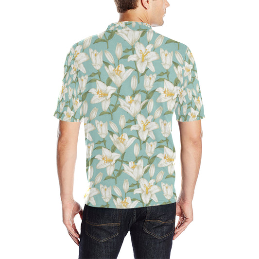 Lily Pattern Print Design LY09 Men Polo Shirt