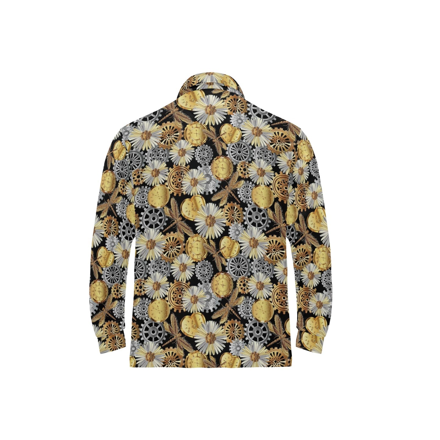 Steampunk Dragonfly Print Design LKS302 Long Sleeve Polo Shirt For Men's