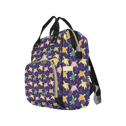 Sea Turtle Color Smile Diaper Bag Backpack