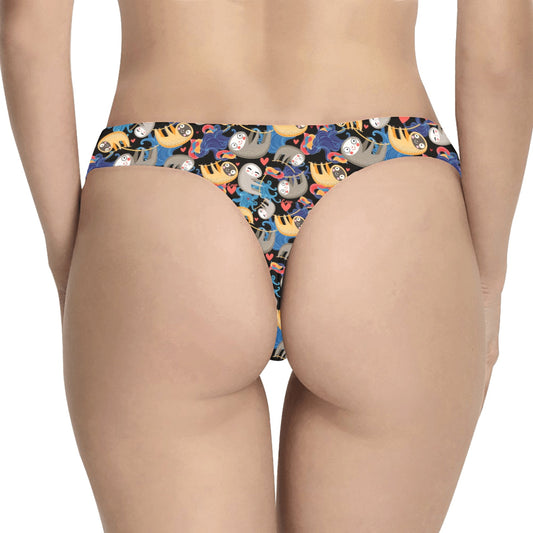 Sloth Cartoon Design Themed Print Women's Thongs
