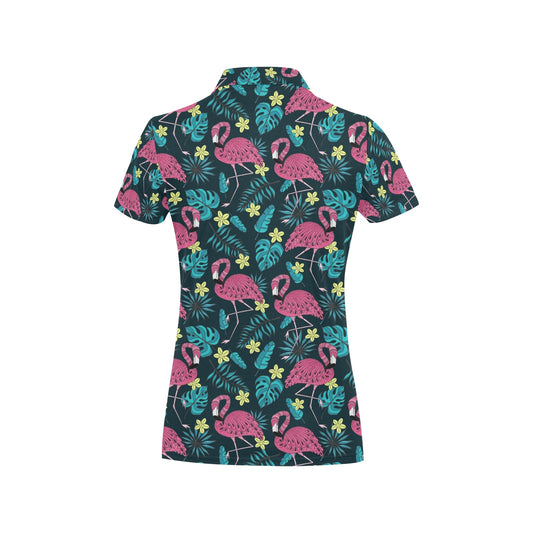 Flamingo Print Pattern Women's Polo Shirt