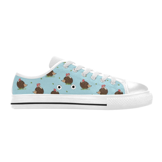 Hedgehog Print Design LKS402 Women's White Low Top Shoes