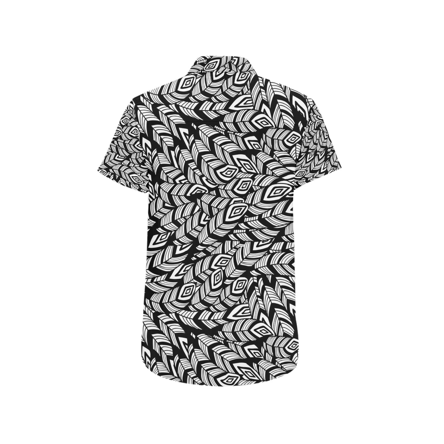 Tribal Pattern Print Design LKS302 Men Short Sleeve Button Up Shirt