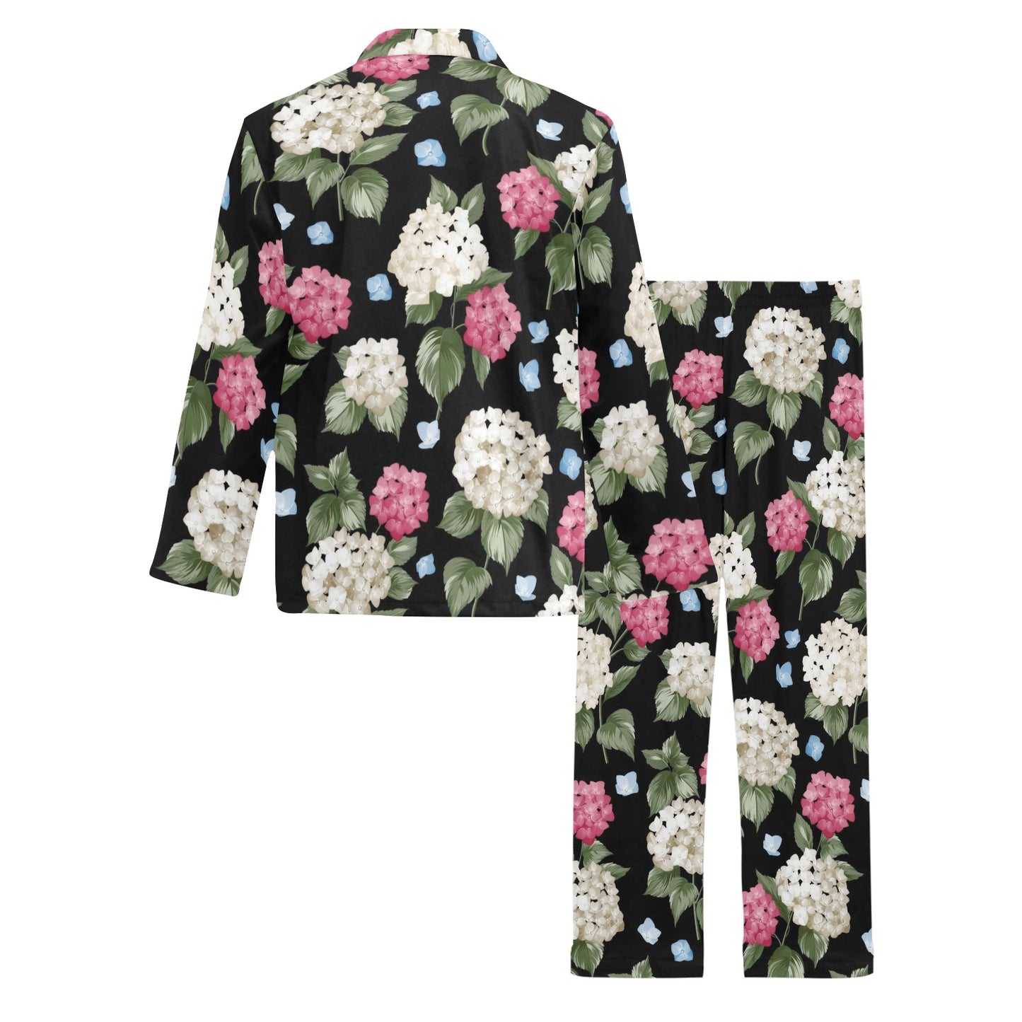 Hydrangea Pattern Print Design HD09 Men's Long Pajama Set