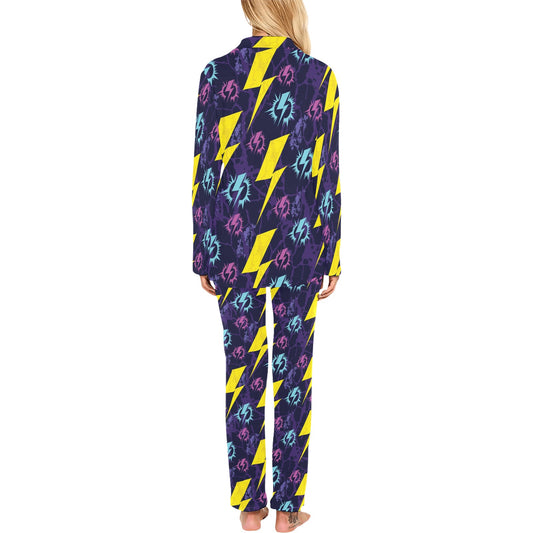 Lightning Thunder Pattern Print Design 01 Women's Long Pajama Set