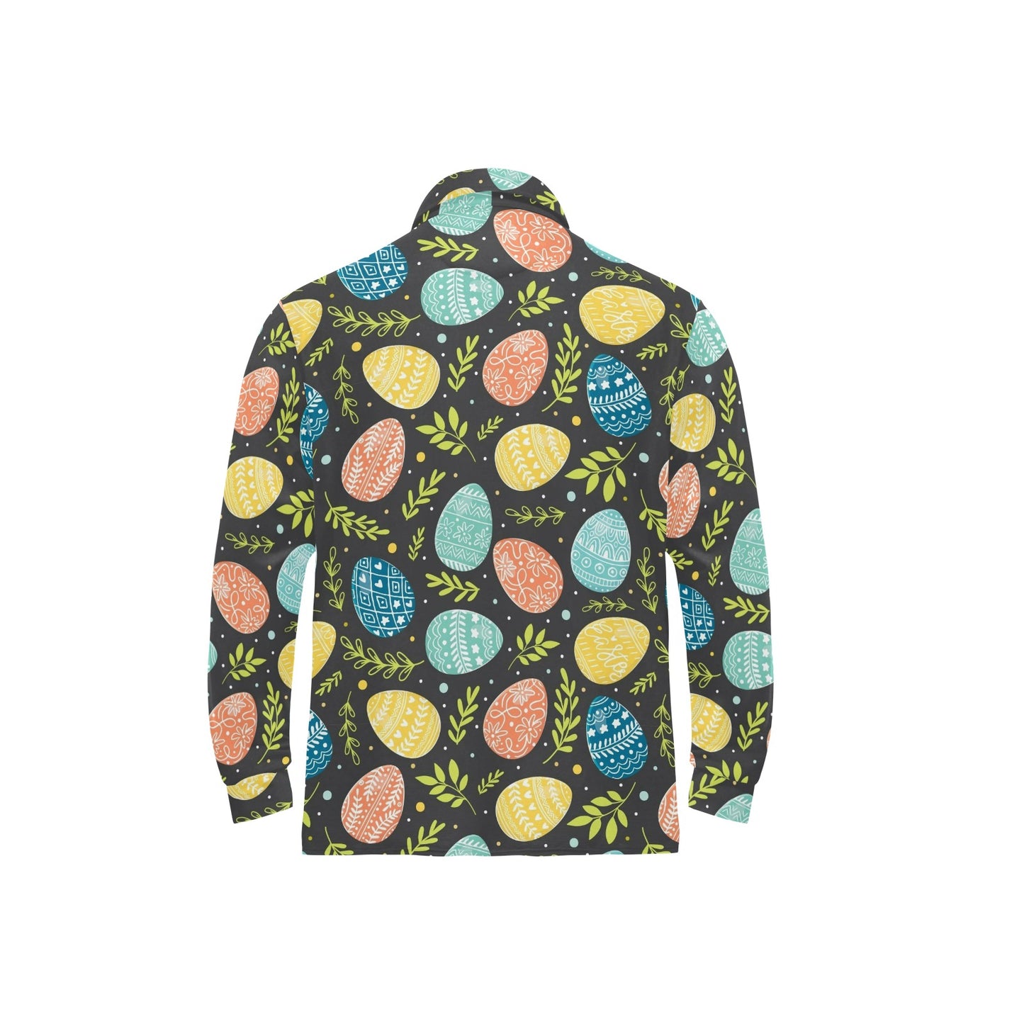 Easter Eggs Pattern Print Design RB01 Long Sleeve Polo Shirt For Men's