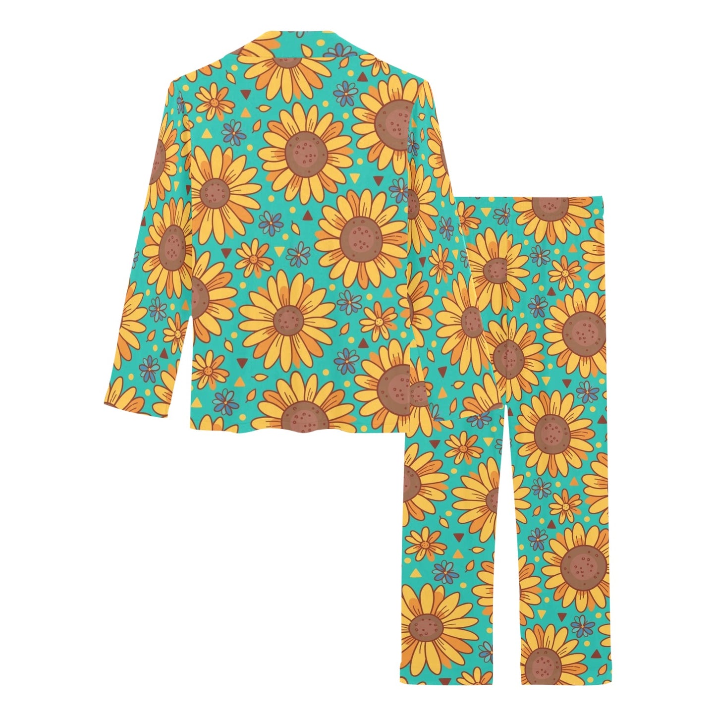 Sunflower Pattern Print Design SF013 Women's Long Pajama Set