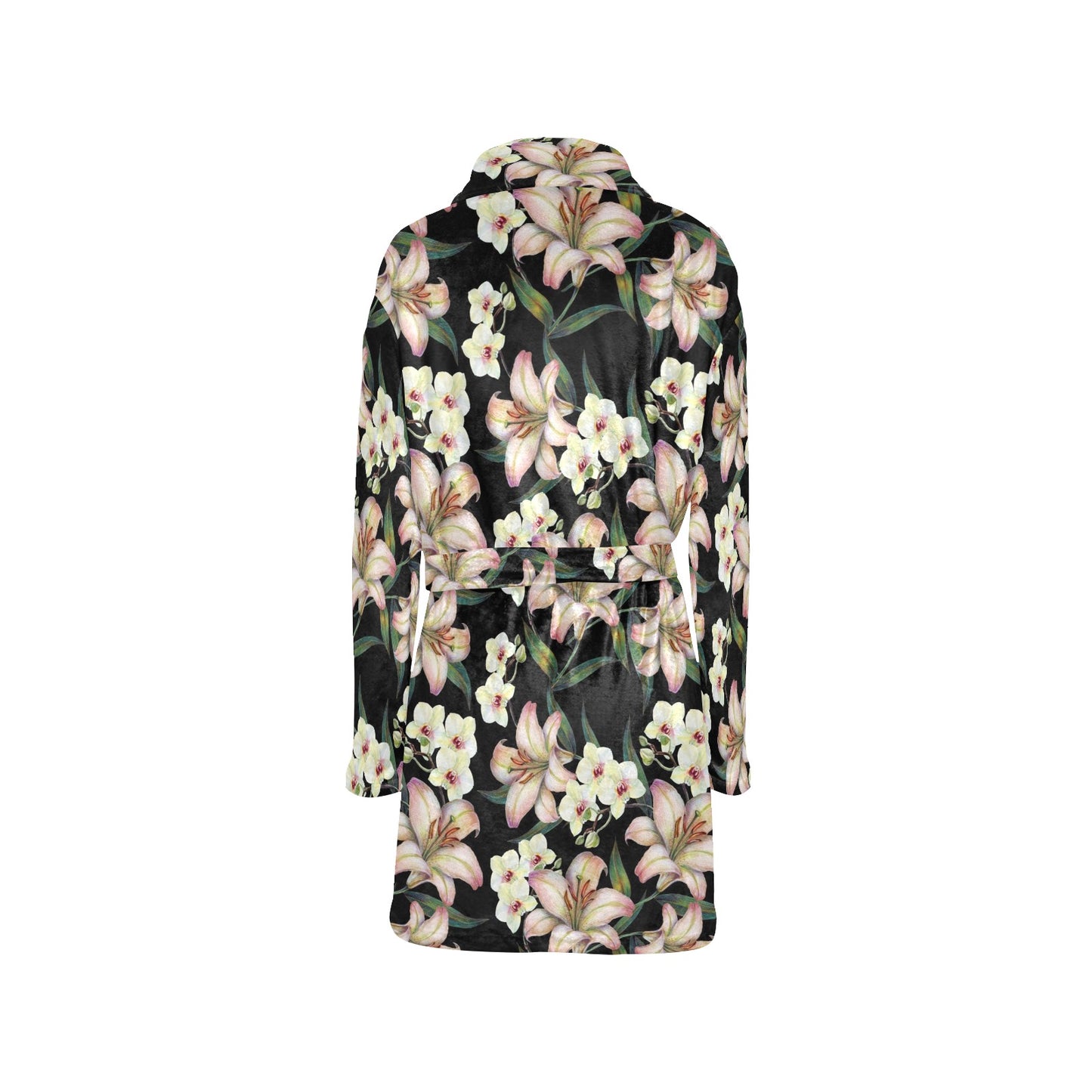 Lily Pattern Print Design LY03 Women's Fleece Robe