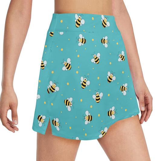 Bee With Dot Print Design LKS309 17" Golf & Pickleball Skort with Pockets
