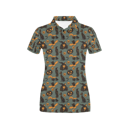 Witch Bat Halloween Print Design LKS305 Women's Polo Shirt