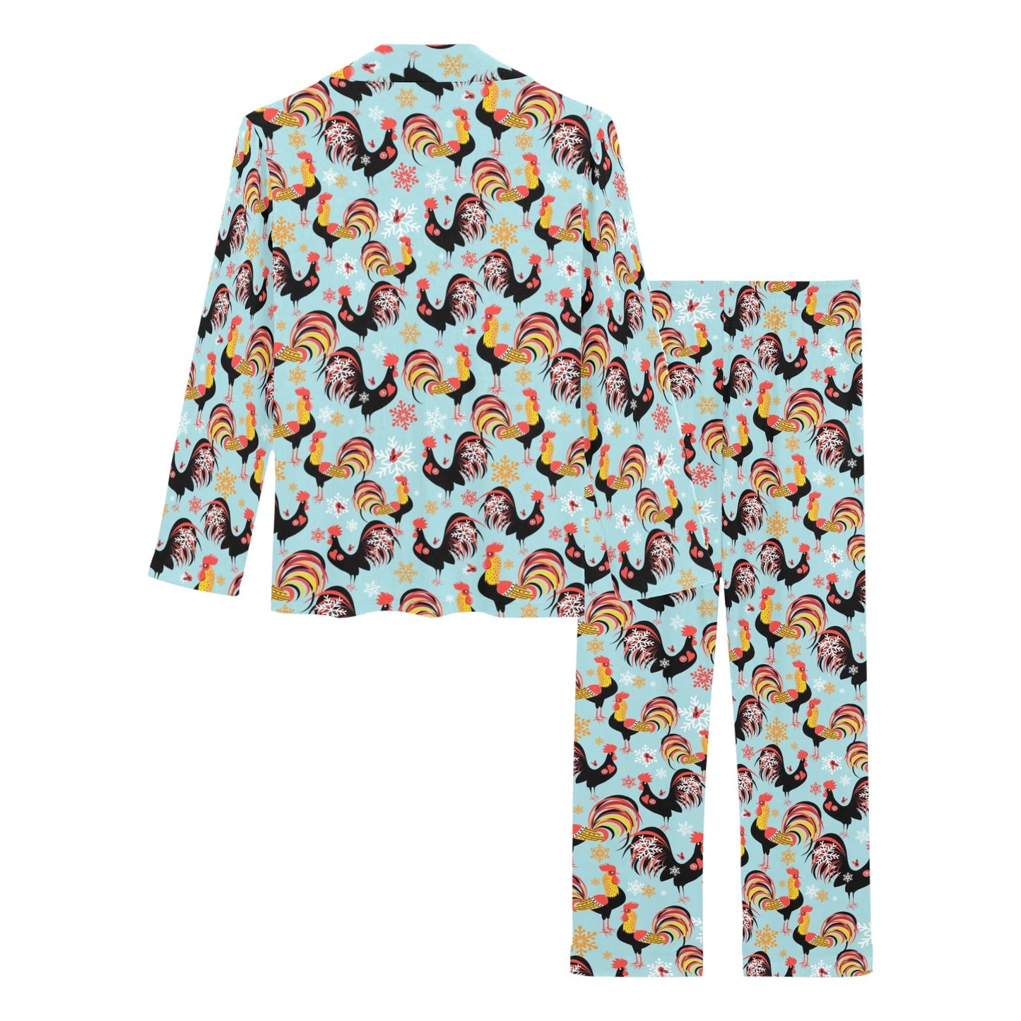 Rooster Themed Design Women's Long Pajama Set