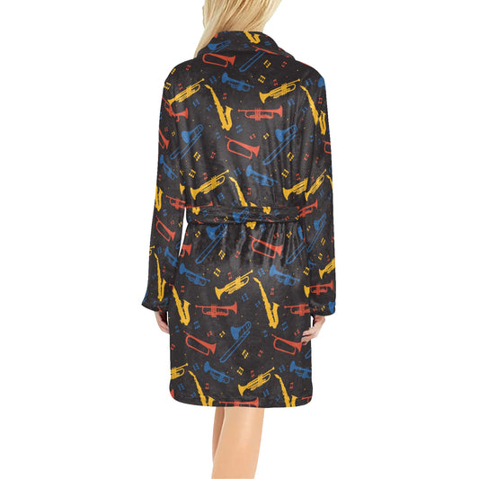 Saxophone Print Design LKS407 Women's Fleece Robe