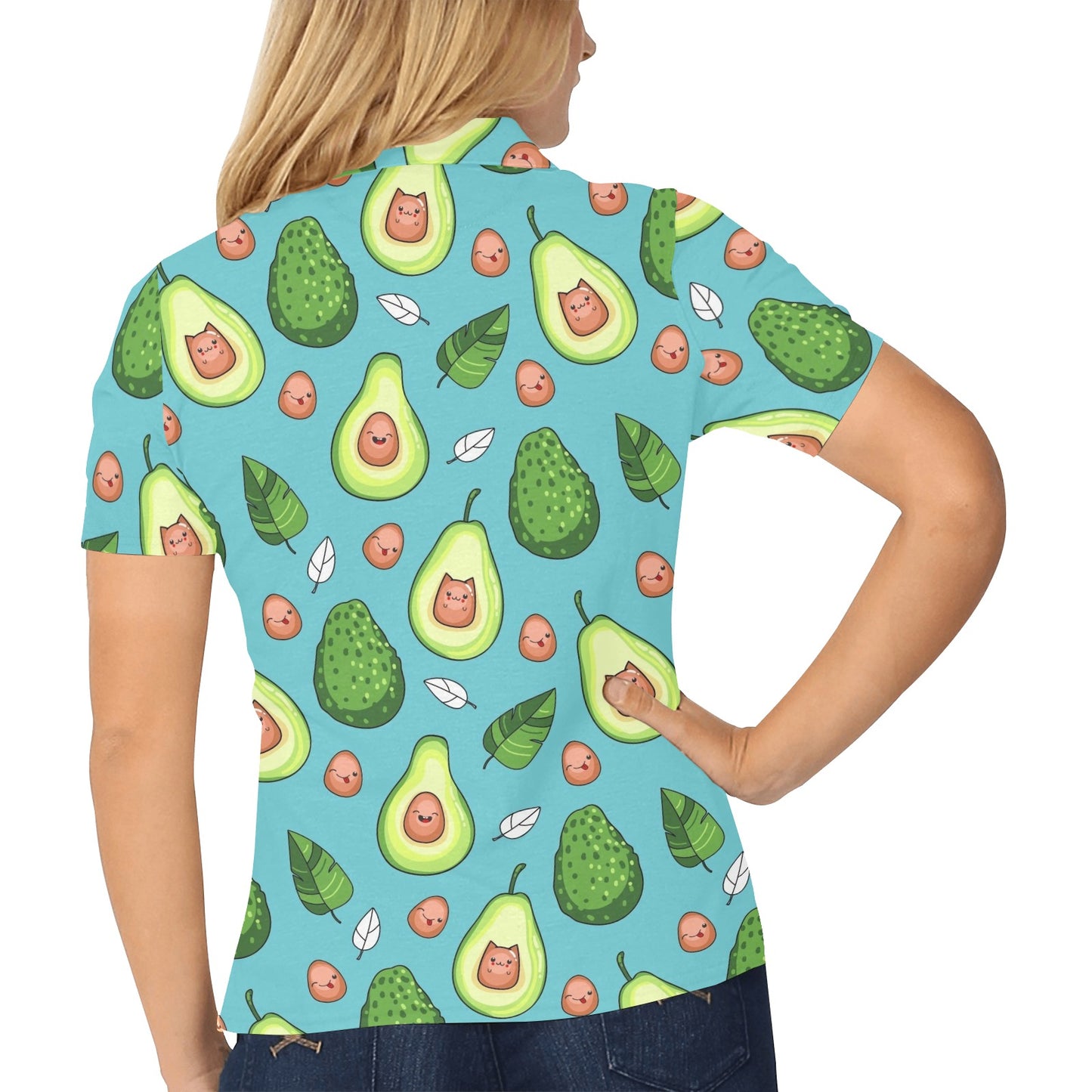 Avocado Pattern Print Design AC05 Women's Polo Shirt