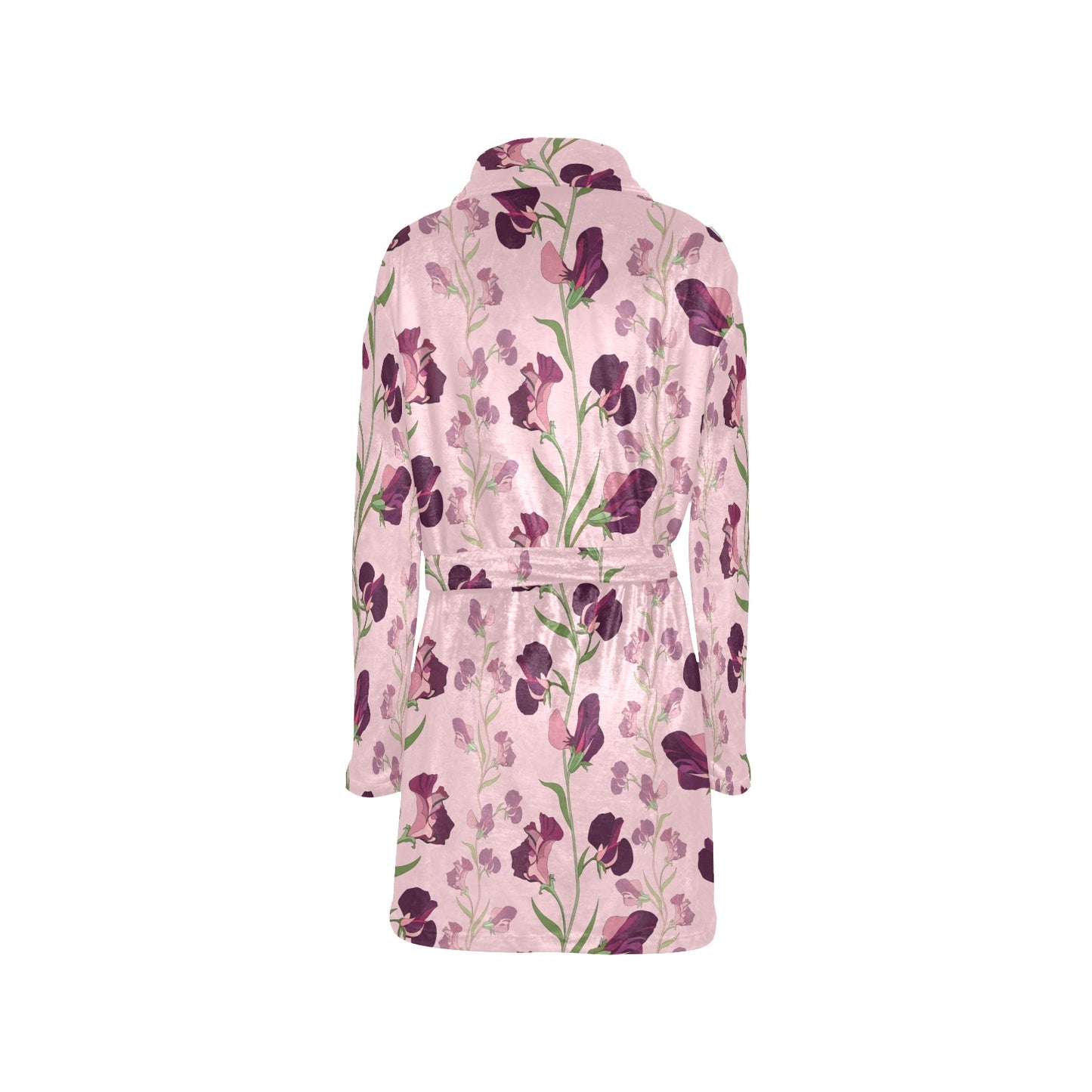 Peony Pattern Print Design PE09 Women's Fleece Robe