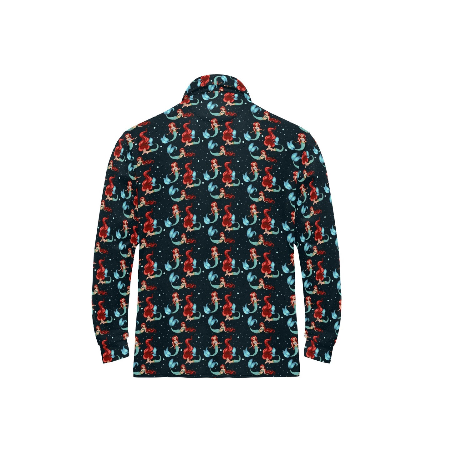 Mermaid Girl Themed Design Print Long Sleeve Polo Shirt For Men's
