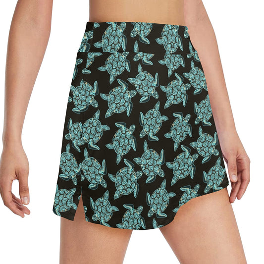 Sea Turtle Print Design LKS302 17" Golf & Pickleball Skort with Pockets
