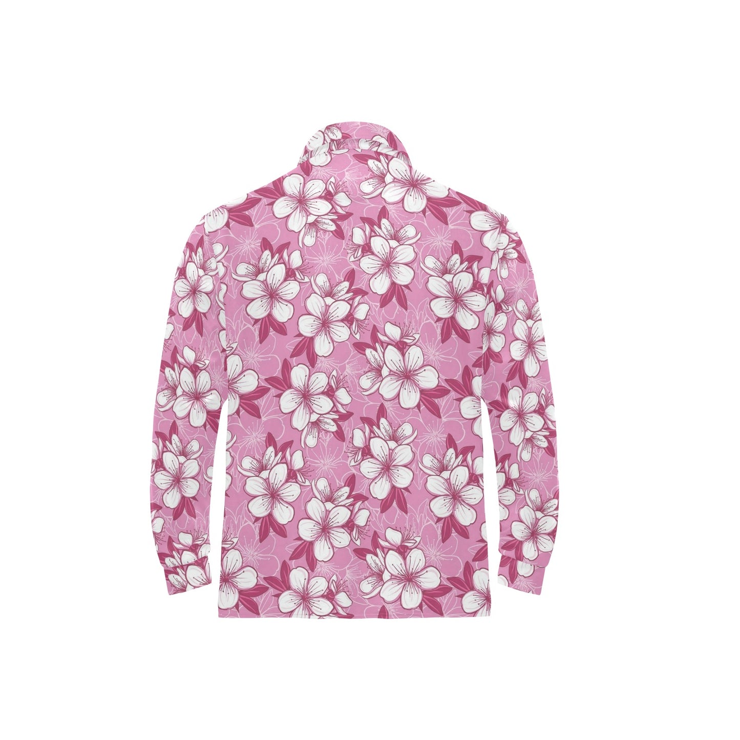 Cherry Blossom Pattern Print Design CB02 Long Sleeve Polo Shirt For Men's