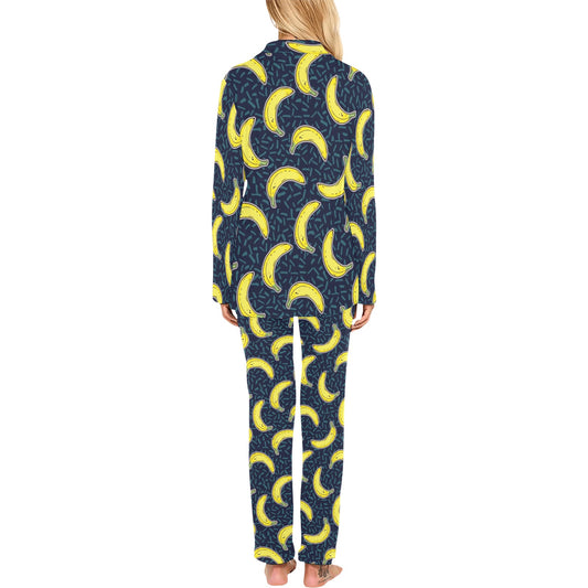 Banana Pattern Print Design BA09 Women's Long Pajama Set