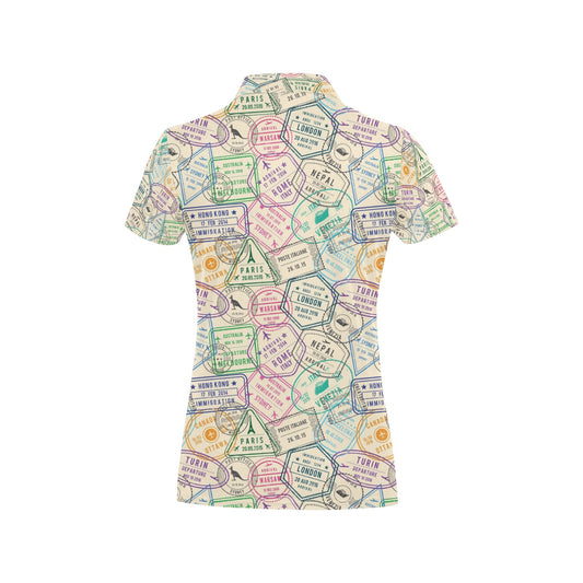 Travel Stamp Print Design LKS303 Women's Polo Shirt