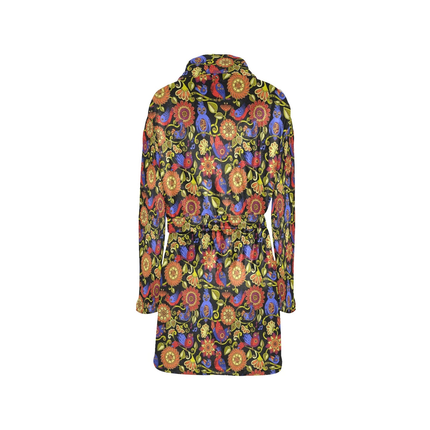 Steampunk Bird Design Themed Print Women's Fleece Robe