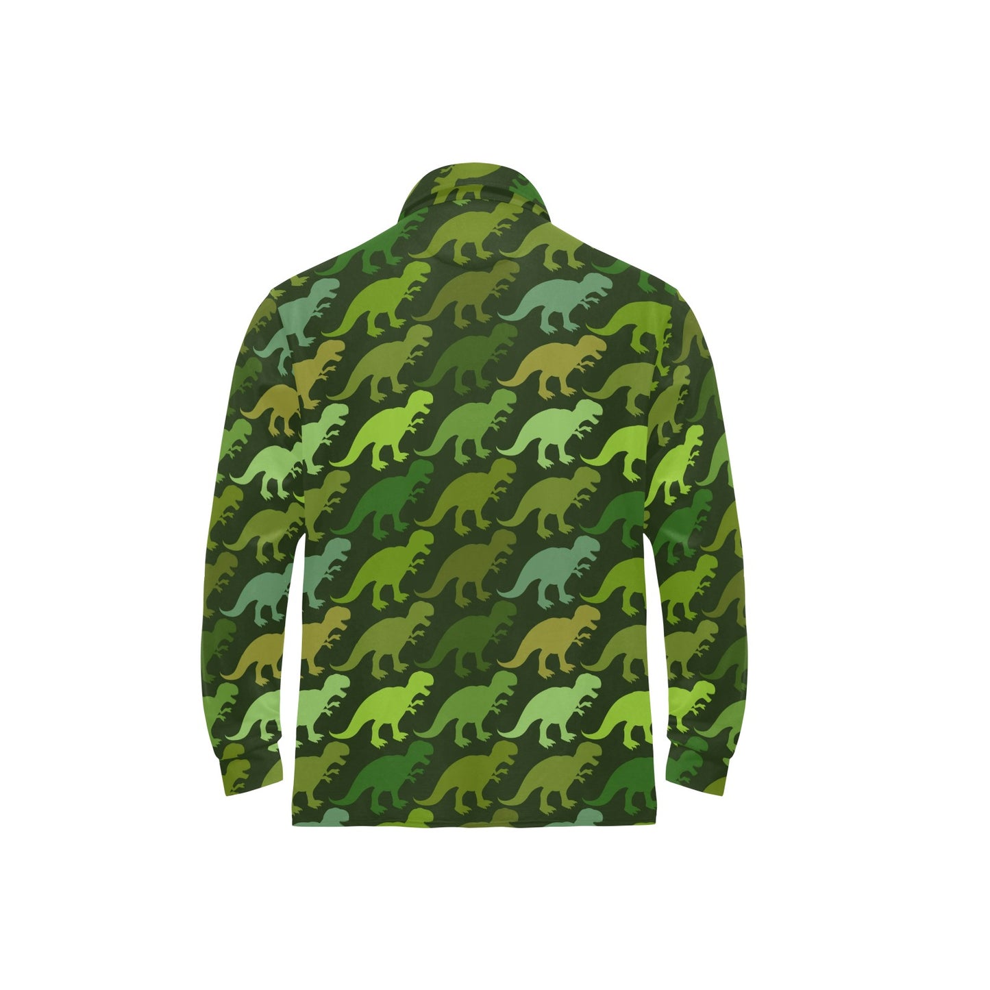 T Rex Pattern Print Design A03 Long Sleeve Polo Shirt For Men's