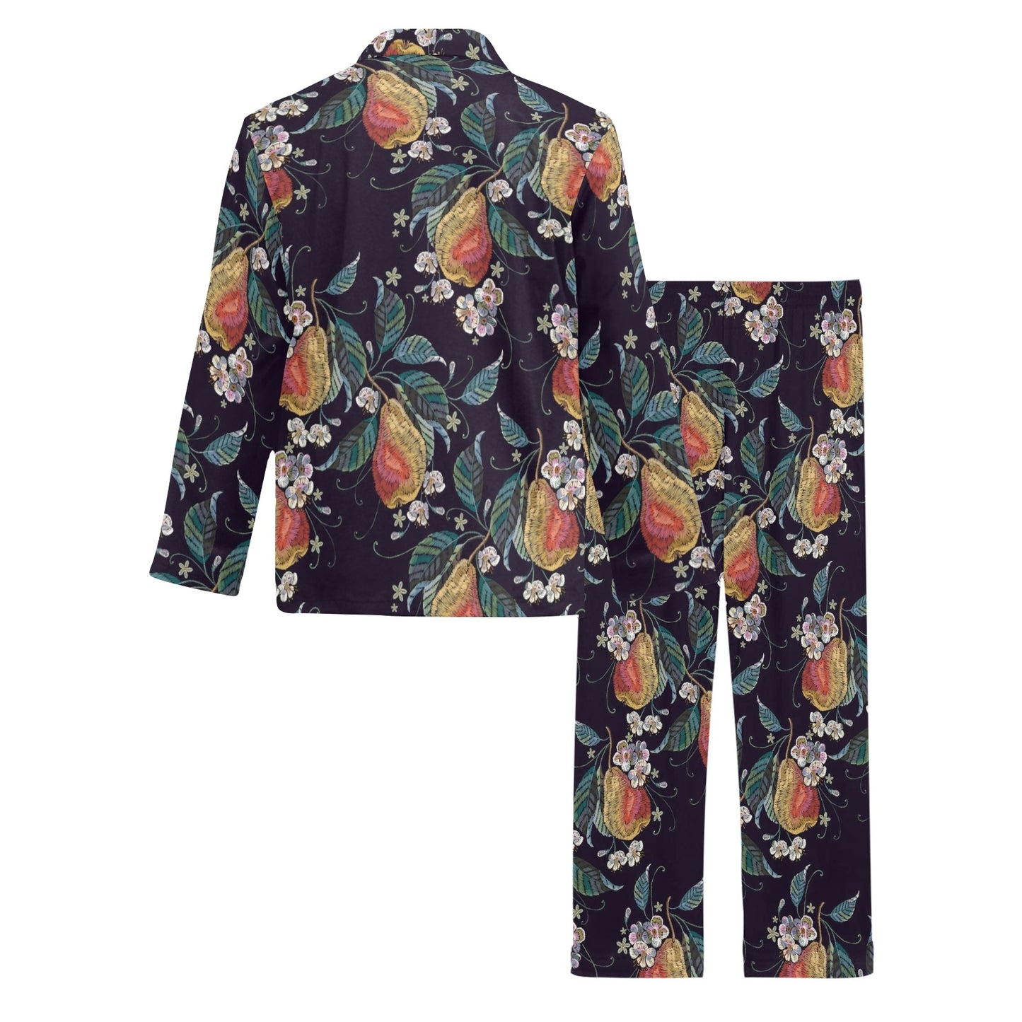 Pear Pattern Print Design PE02 Men's Long Pajama Set