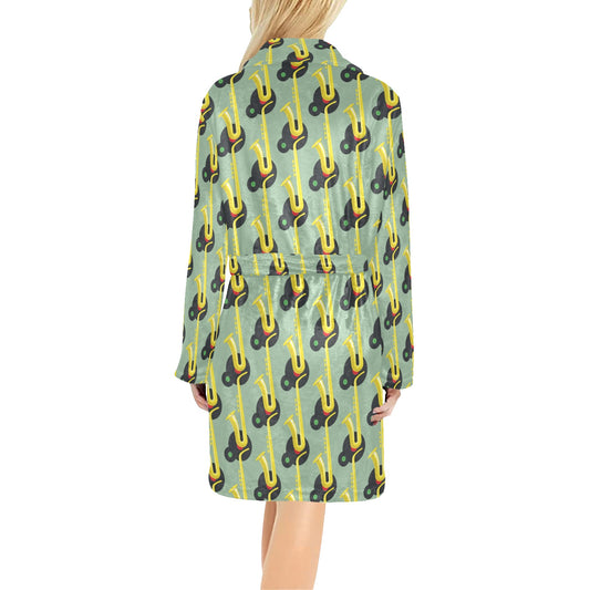 Saxophone Print Design LKS405 Women's Fleece Robe