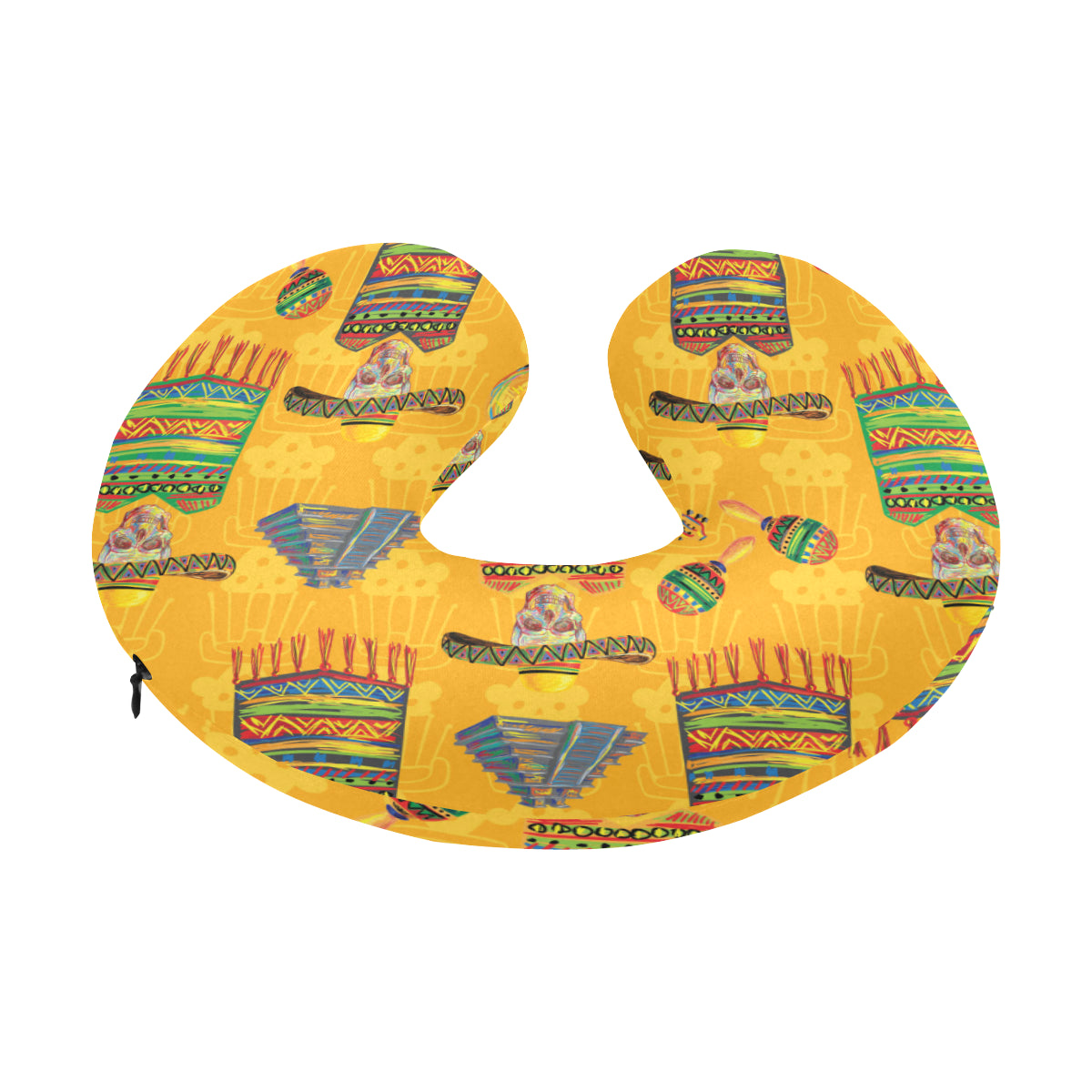 Maracas Mexican Style Pattern Print Design 02 U-Shaped Travel Neck Pillow