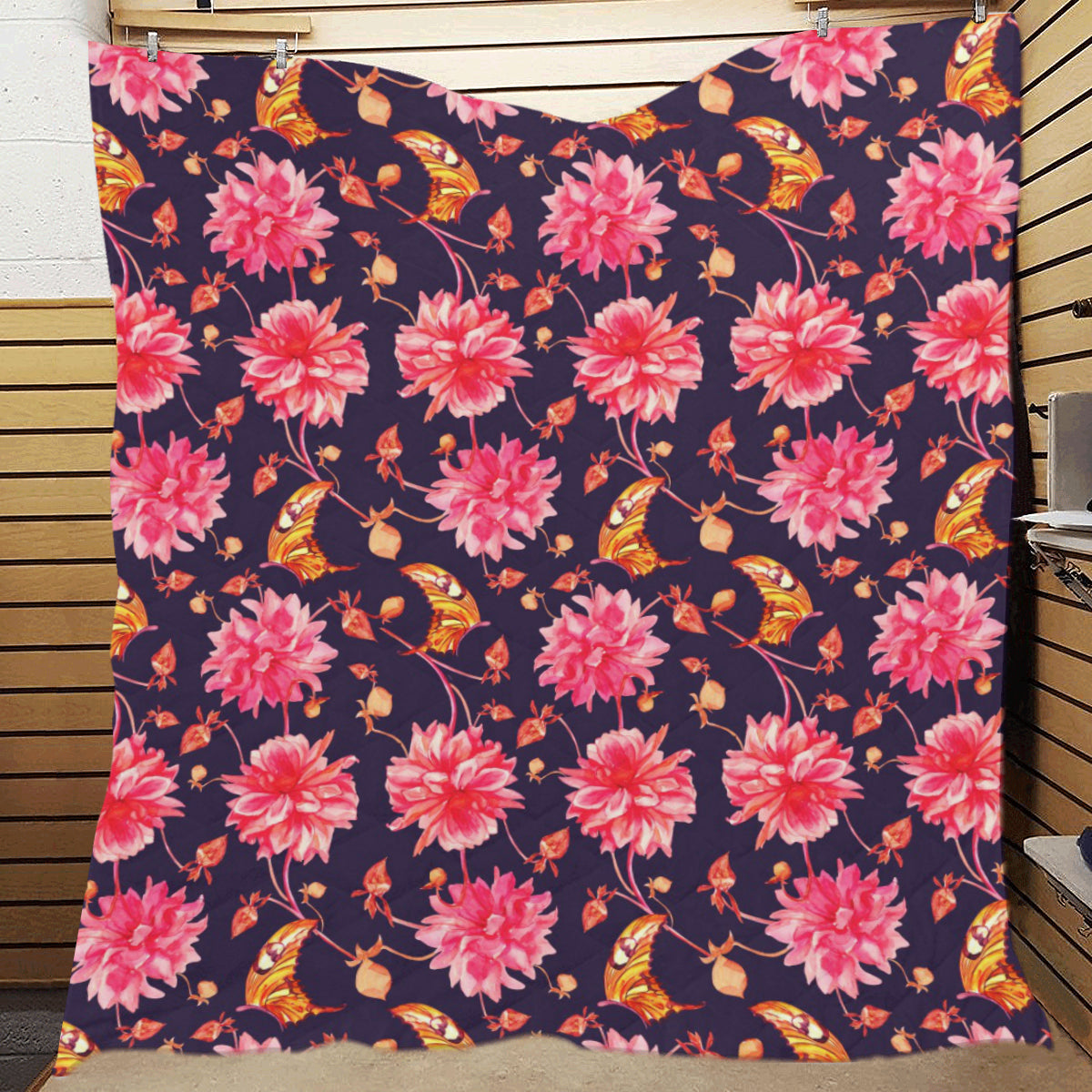 Dahlia Pattern Print Design DH03 Premium Quilt