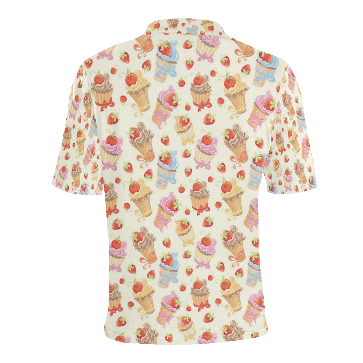 Cupcakes Strawberry Cherry Print Men Polo Shirt