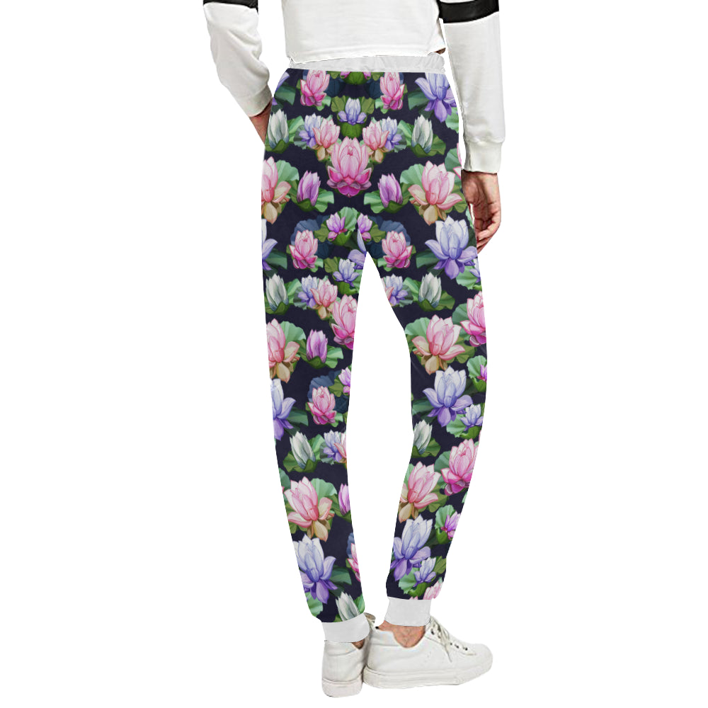 Lotus Flower Print Design Unisex Sweatpants