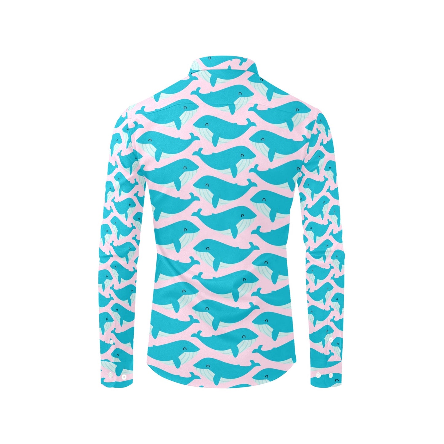 Whale Print Design LKS302 Men's Long Sleeve Dress Shirt