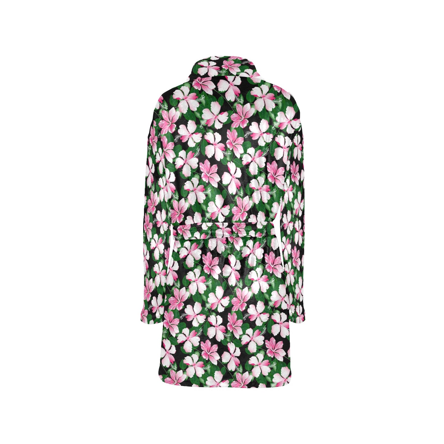 Hibiscus Pink Flower Hawaiian Print Women's Fleece Robe