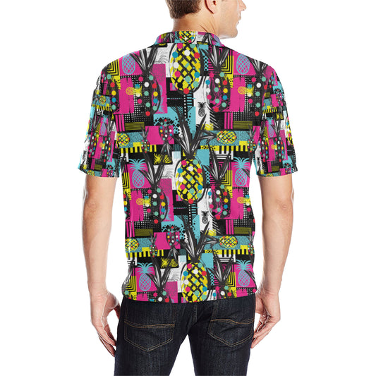 Pop Art Pineapple Pattern Print Design A02 Men Polo Shirt