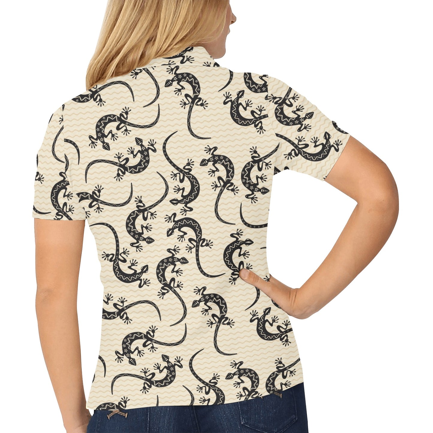 lizard Pattern Print Design 02 Women's Polo Shirt