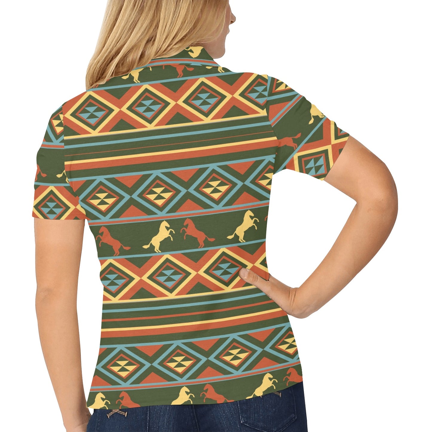 Horse Western Pattern Women's Polo Shirt