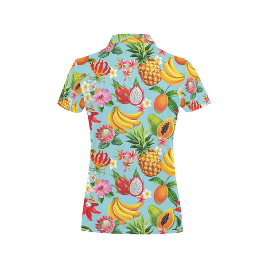 Tropical Fruits Pattern Print Design TF01 Women's Polo Shirt