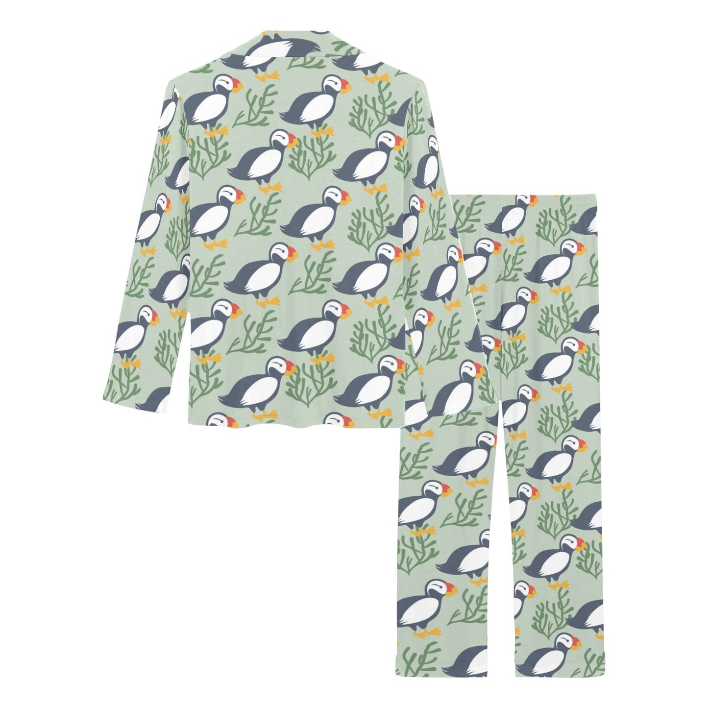 Puffin Pattern Print Design A04 Women's Long Pajama Set