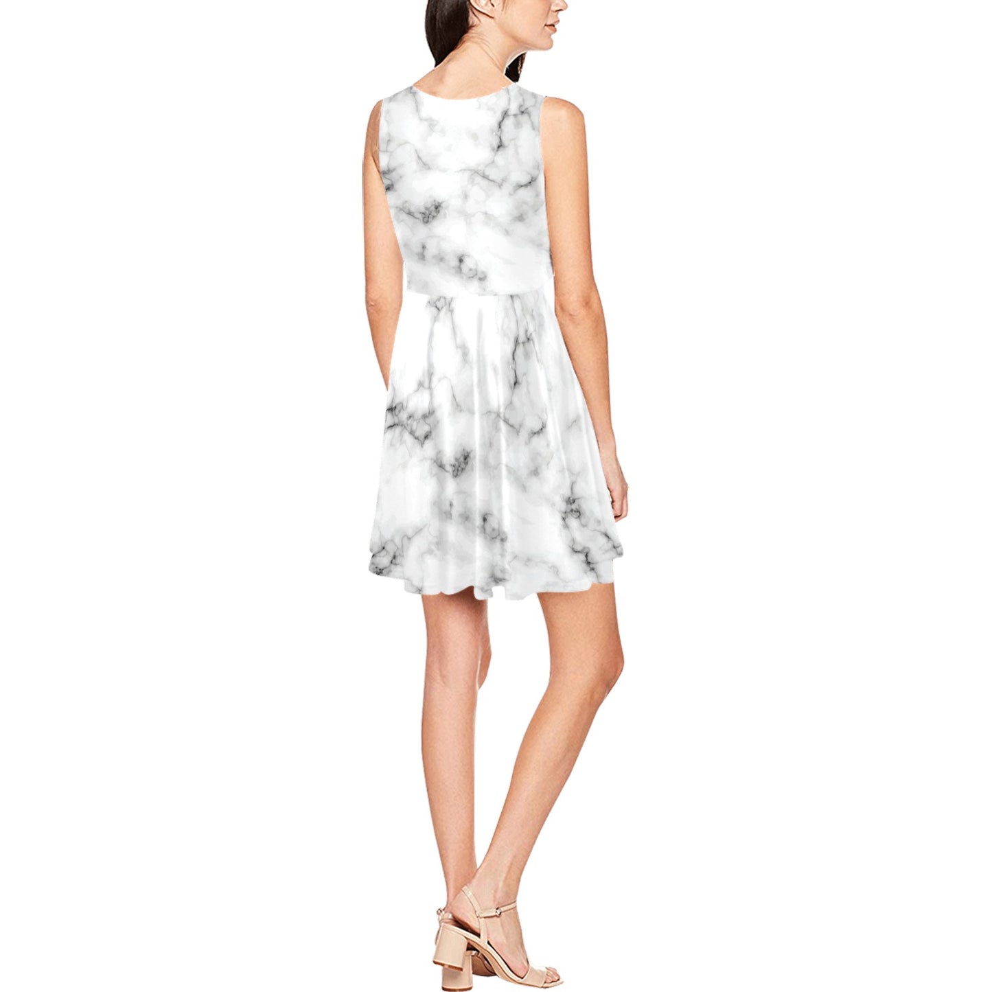 Marble Pattern Print Design 01 Sleeveless Dress