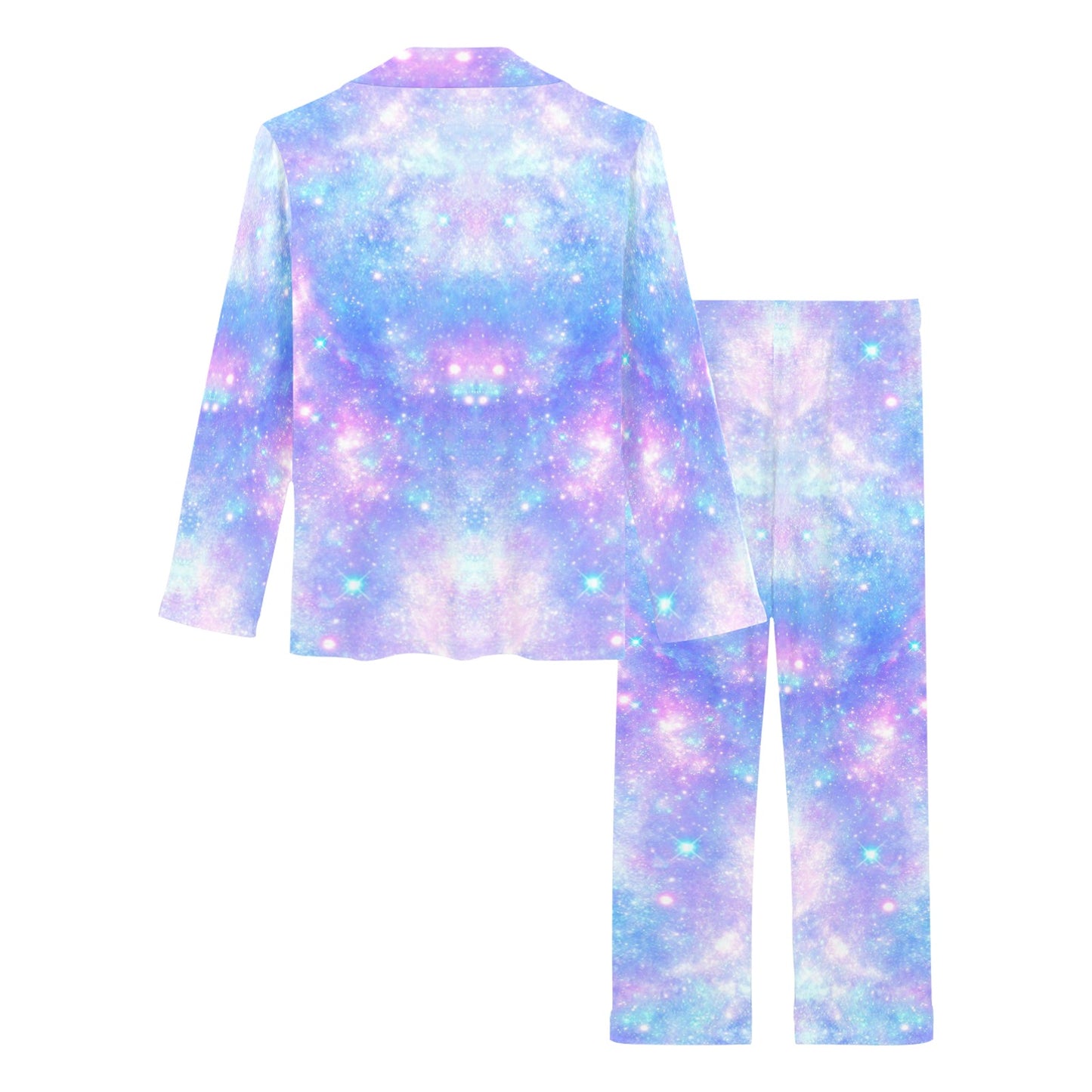Galaxy Stardust Pastel Color Print Women's Long Pajama Set